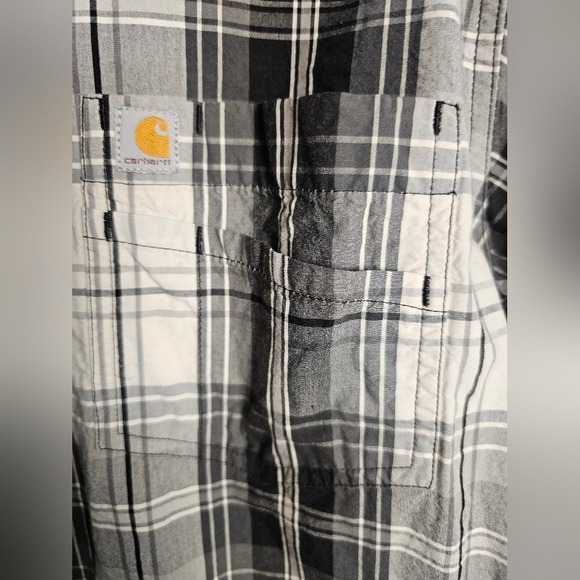 Carhartt XL Tall Plaid Button Up 100% Cotton Shirt Single Breast Pocket Size - Picture 15 of 16